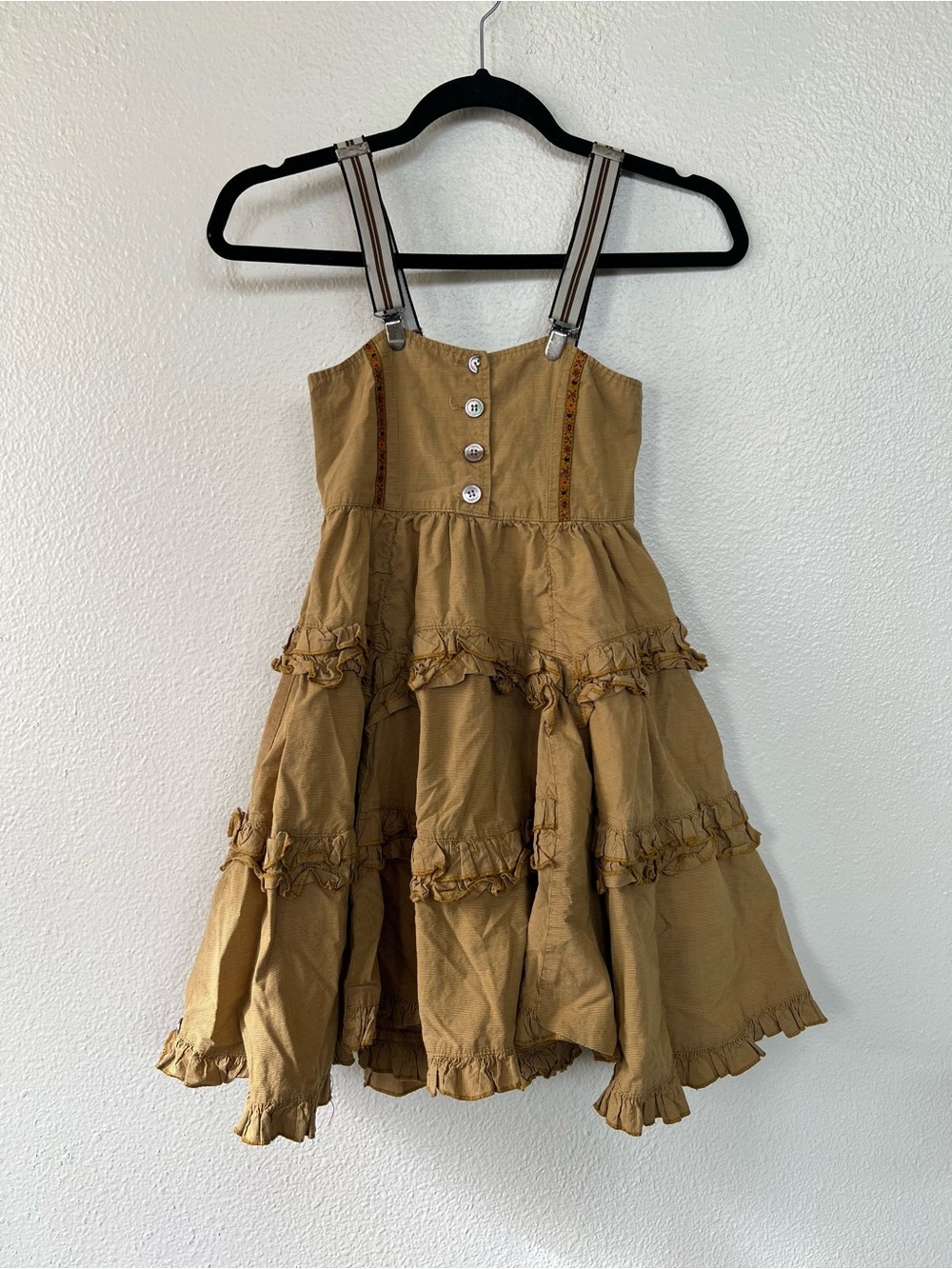 Jottum Girl’s Ruffle Mustard Tiered Dress size 6